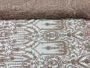 Rose Nude Beaded Damask Fabric - by the yard - Embroidered with Beads and Sequins on Mesh Fabric
