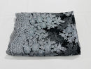 Floral Lace Fabric - Gray on Black Mesh - Flower Cluster Embroidery Design With Sequins on a Mesh
