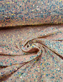 Clear iridescent Sequins Fabric on Lt Pink Stretch Velvet - 2 Way Stretch Velvet Sequins Fabric By Yard 58/60”