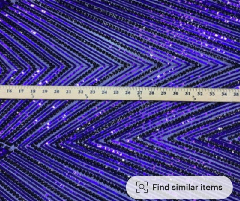 Triangle Design Sequins - Purple - 4 Way Stretch Chevron Sequins Fabric By Yard