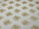 Floral Lace Fabric - Champagne - Flower Cluster Embroidery Design With Sequins on a Mesh