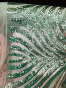 Mint Sequin Fabric By The Yard - Geometric Damask Designs Spandex