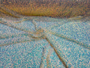 New Iridescent Clear Sequin Fabric Embroidery On Lt Nude Power Mesh 4Way Stretch Sequins By The Yard