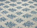 Baby Blue Floral Lace Fabric - by the yard - Corded Flower Embroidery Design With Sequins on a Mesh