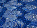 Royal Blue Fringe Sequins - Dangle 4 Way Stretch Fancy Sequins Fabric Sold By The Yard