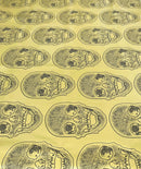 Big Skull Vinyl Fabric - Gold - Upholstery Faux Leather 54” Wide By Yard