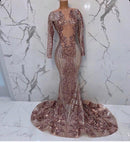 Rose Gold Sequin Fabric, 4 Way Stretch on a Nude Mesh By Yard