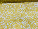 Yellow Bridal Lace Hand Beaded Embroidered Floral Fabric - by the yard - Wedding Beaded Fabric