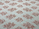 Blush Pink Floral Lace Fabric by the yard Corded Flower Embroidery Design With Sequins on a Mesh