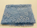 Floral Lace Fabric - Baby Blue - Flower Cluster Embroidery Design With Sequins on a Mesh