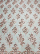Blush Pink Floral Lace Fabric by the yard Corded Flower Embroidery Design With Sequins on a Mesh