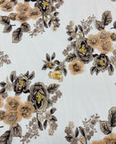 Skin Flower 3D Fabric - by the Yard - Embroided Fabric Flower Pearls and Beaded Fabric