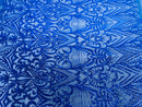Royal Blue Sequin Fabric - by the yard - On Mesh 4 Way Stretch, Damask Design Sequins