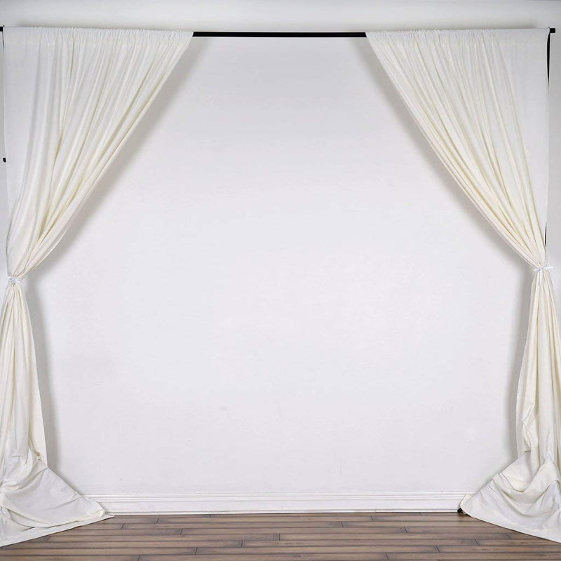 5 Feet x 10 Feet - Ivory - Polyester Poplin Backdrop Drape Curtains, Photography Event Decor 1 Pair