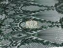 4 Way Stretch - Hunter Green - Triangle Design Sequins Fabric Embroidered Mesh Sold By The Yard