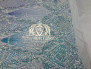 4 Way Stretch - Iridescent Clear - Triangle Design Sequins Fabric Embroidered Mesh Sold By The Yard