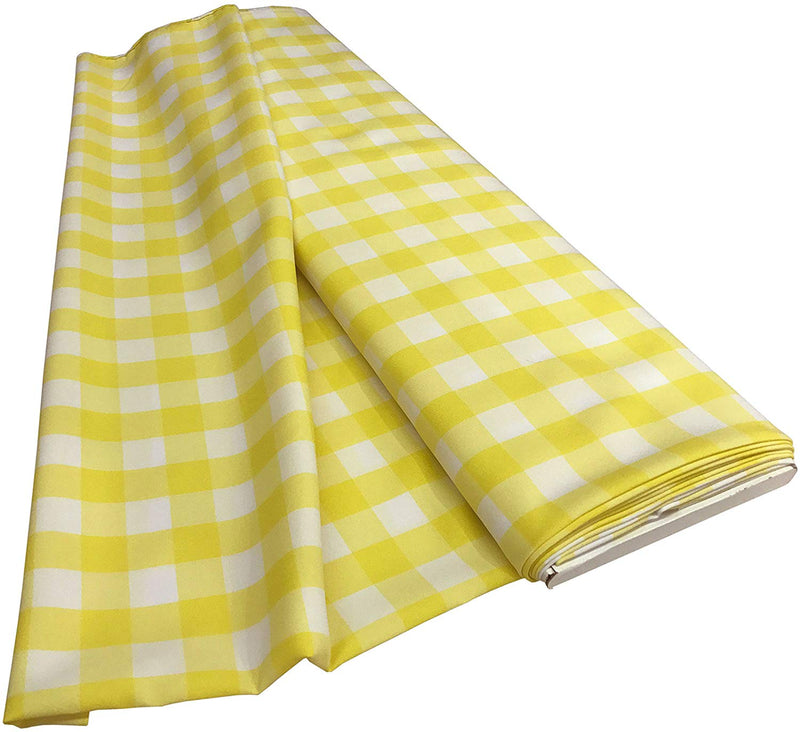 Checkered Poplin - Light Yellow - Polyester Poplin Flat Fold Solid Color 60" Fabric Bolt By Yard