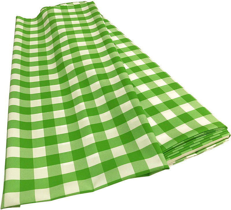Checkered Poplin - Lime - Polyester Poplin Flat Fold Solid Color 60" Fabric Bolt By Yard