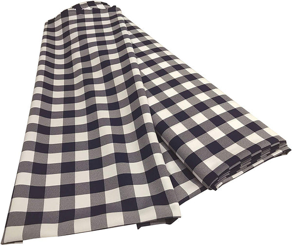 Checkered Poplin - Navy Blue - Polyester Poplin Flat Fold Solid Color 60" Fabric Bolt By Yard