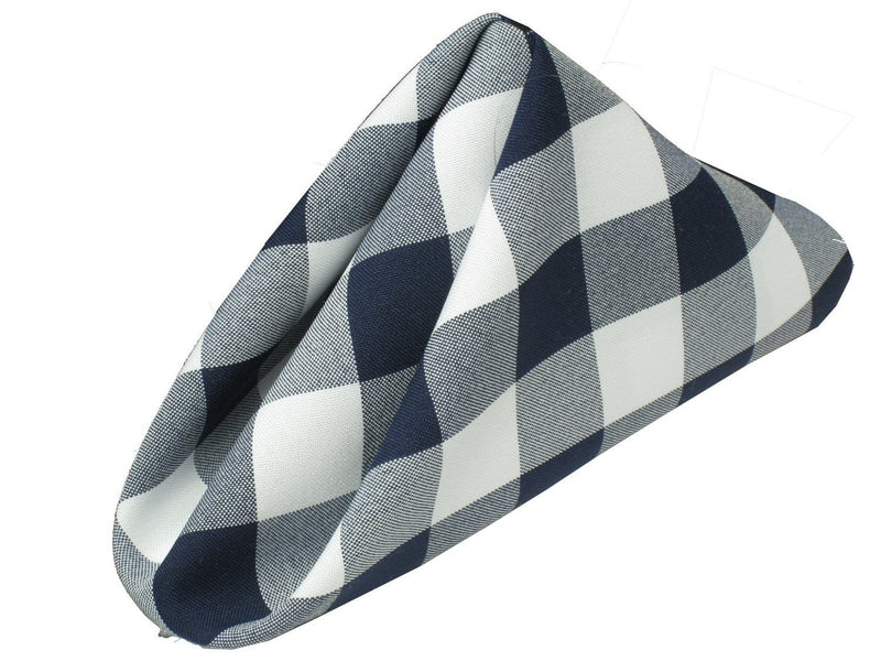 Checkered Napkins - Navy Blue - 15-Inch Polyester Napkins (1-Dozen) Checkered Napkins