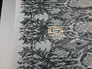 4 Way Stretch - Silver - Triangle Design Sequins Fabric Embroidered Mesh Sold By The Yard