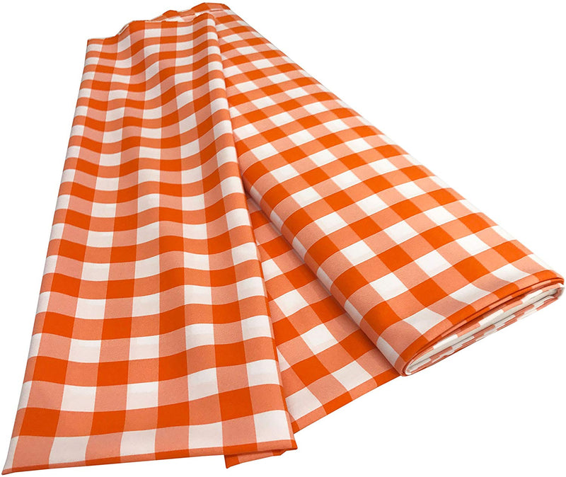 Checkered Poplin - Orange - Polyester Poplin Flat Fold Solid Color 60" Fabric Bolt By Yard