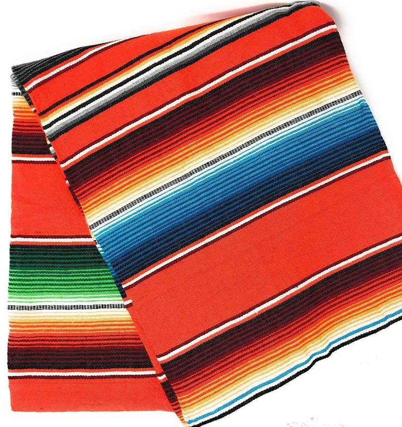 Mexican Sarape - Orange - Table Runner 14" Wide by 84" Long Table Runner/Fiesta Table Runner