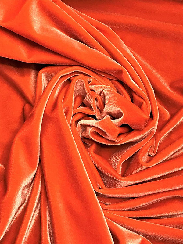 Velvet Stretch Fabric - Light Orange - Spandex Stretch Velvet Fabric 60'' Wide Sold By Yard