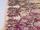 4 Way Stretch - Iridescent Purple - Triangle Design Sequins Fabric Embroidered Mesh Sold By The Yard