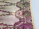 4 Way Stretch - Iridescent Purple - Triangle Design Sequins Fabric Embroidered Mesh Sold By The Yard