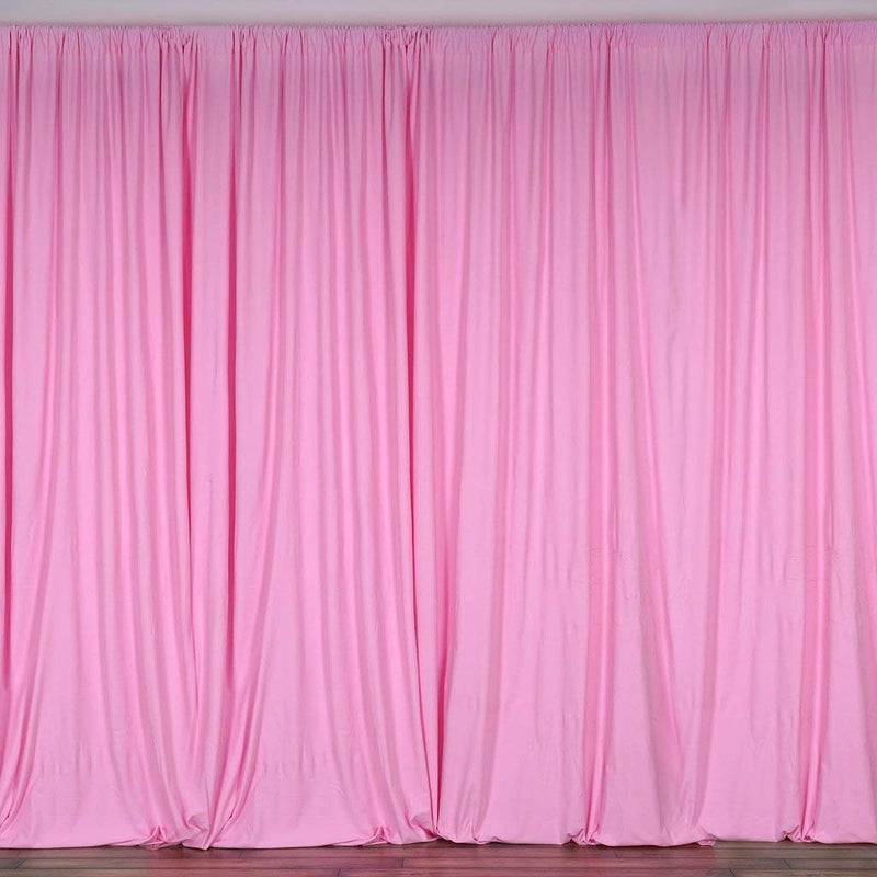 5 Feet x 10 Feet - Pink - Polyester Poplin Backdrop Drape Curtains, Photography Event Decor 1 Pair