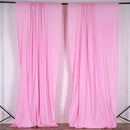5 Feet x 10 Feet - Pink - Polyester Poplin Backdrop Drape Curtains, Photography Event Decor 1 Pair