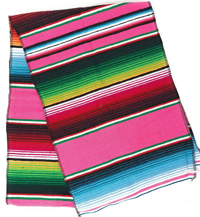 Mexican Sarape - Pink - Table Runner 14" Wide by 84" Long Table Runner/Fiesta Table Runner
