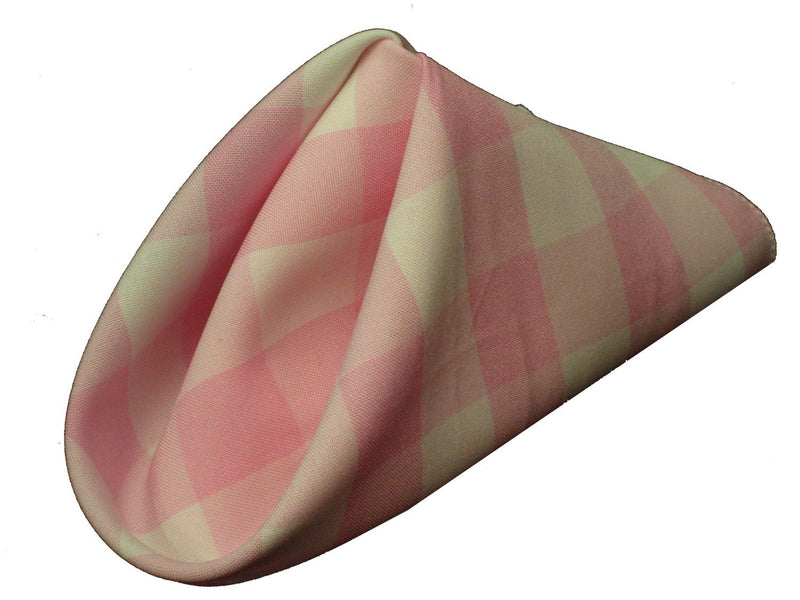 Checkered Napkins - Pink - 15-Inch Polyester Napkins (1-Dozen) Checkered Napkins