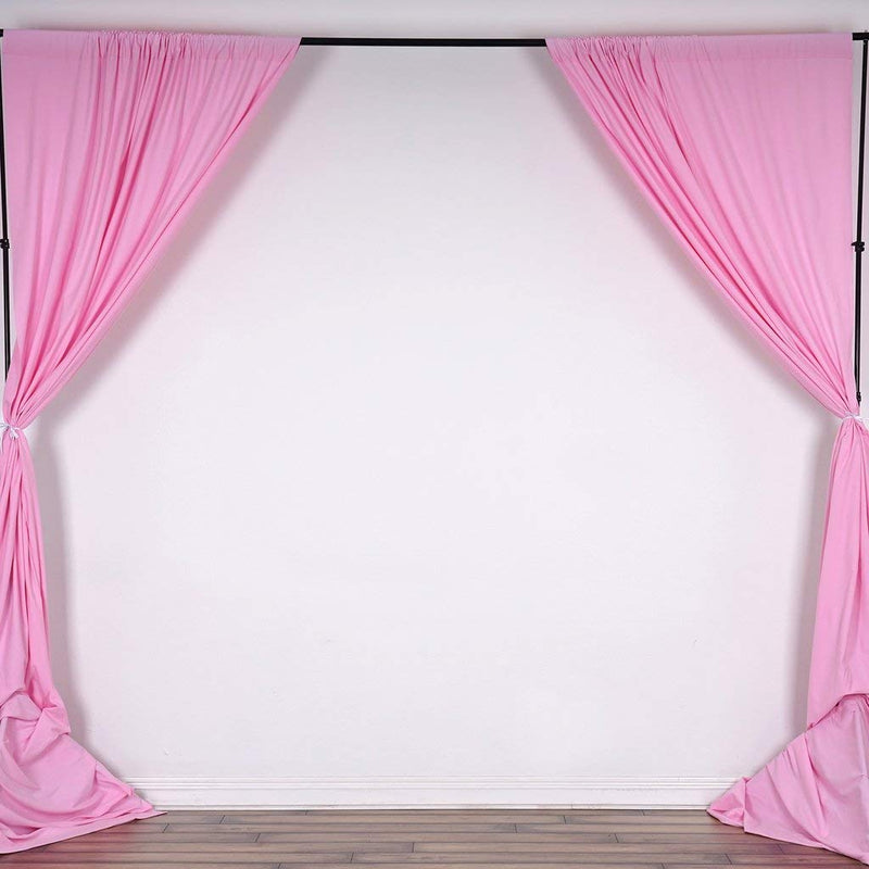 5 Feet x 10 Feet - Pink - Polyester Poplin Backdrop Drape Curtains, Photography Event Decor 1 Pair
