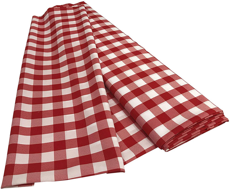 Checkered Poplin - Red - Polyester Poplin Flat Fold Solid Color 60" Fabric Bolt By Yard