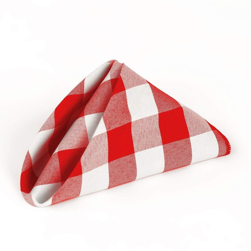 Checkered Napkins - Red - 15-Inch Polyester Napkins (1-Dozen) Checkered Napkins