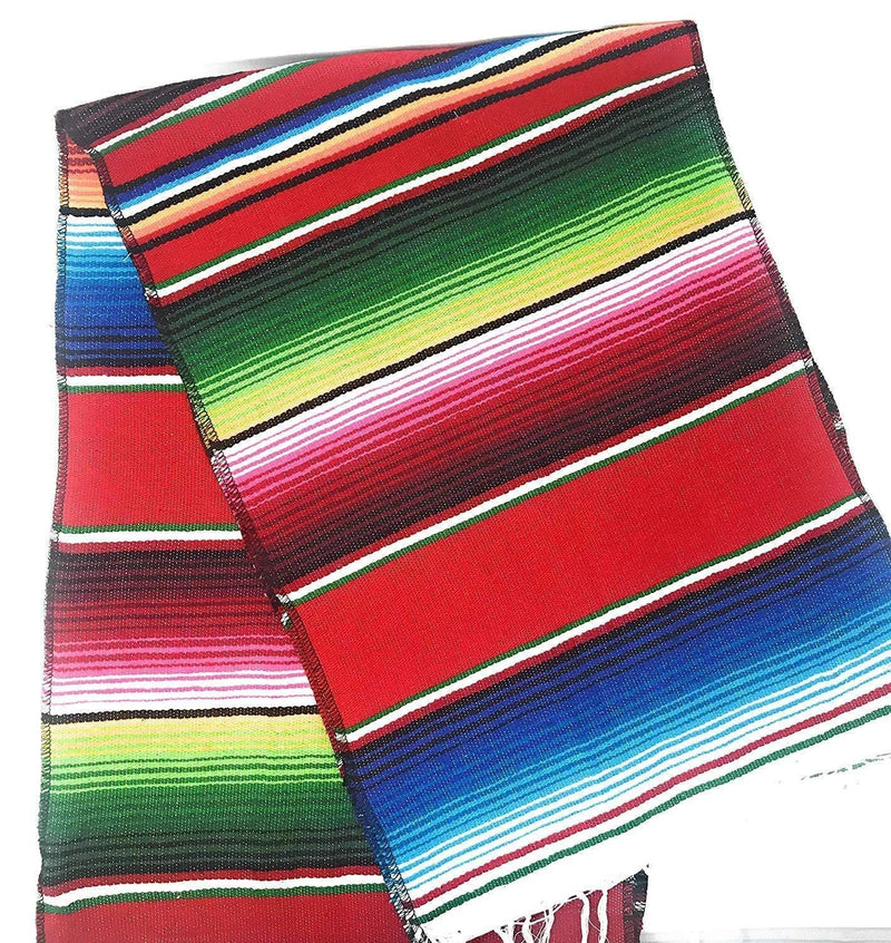 Mexican Sarape - Red - Table Runner 14" Wide by 84" Long Table Runner/Fiesta Table Runner
