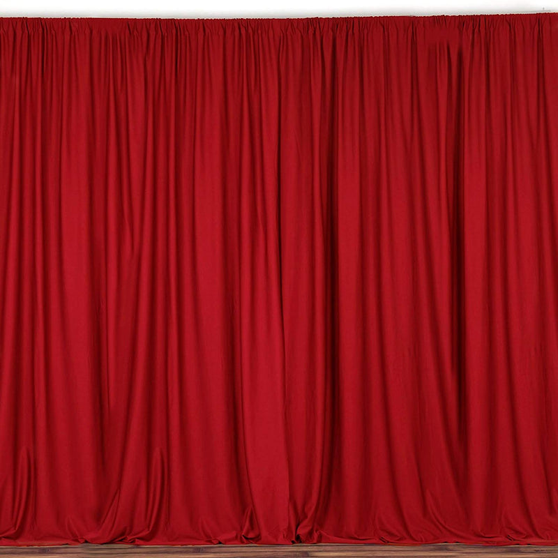 5 Feet x 10 Feet - Red - Polyester Poplin Backdrop Drape Curtains, Photography Event Decor 1 Pair