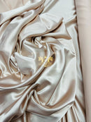 Stretch 60" Charmeuse Satin Fabric - Super Soft Silky Satin - Pick Color - Sold By Roll