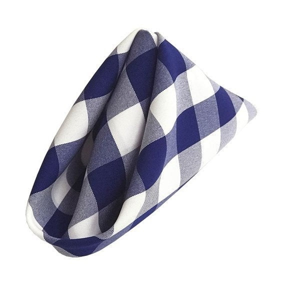 Checkered Napkins - Royal Blue - 15-Inch Polyester Napkins (1-Dozen) Checkered Napkins