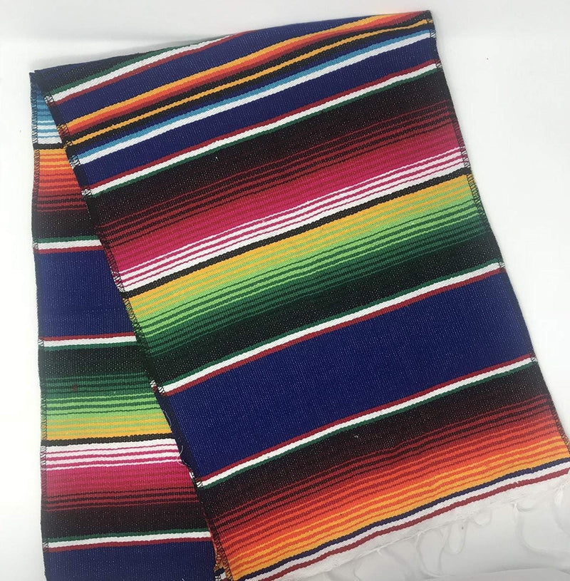 Mexican Sarape - Royal Blue - Table Runner 14" Wide by 84" Long Table Runner/Fiesta Table Runner
