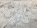 Wedding Dress - White - French Sequin Flower Design On Mesh Lace Fabric Sold By Yard
