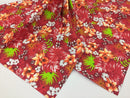 Poly Cotton Print Upholstery & Floral Fabric - Red Hawaiian Print - Sold By The Yard