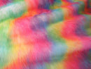 Faux Fur Fabric - Wave Dye Rainbow Multi-Color Decoration Soft Furry Fabric 60" Wide By The Yard