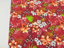 Poly Cotton Print Upholstery & Floral Fabric - Red Hawaiian Print - Sold By The Yard