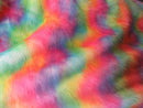 Faux Fur Fabric - Wave Dye Rainbow Multi-Color Decoration Soft Furry Fabric 60" Wide By The Yard