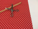 Poly Cotton Print Upholstery & Floral Fabric - Red and White - Polka Dot Print - Sold By The Yard