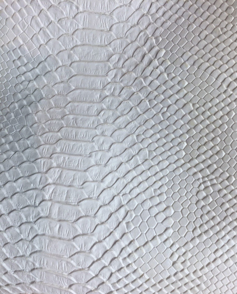Vinyl Fabric - WHITE Faux Viper Snake Skin Leather Upholstery - 3D Scales - By The Yard