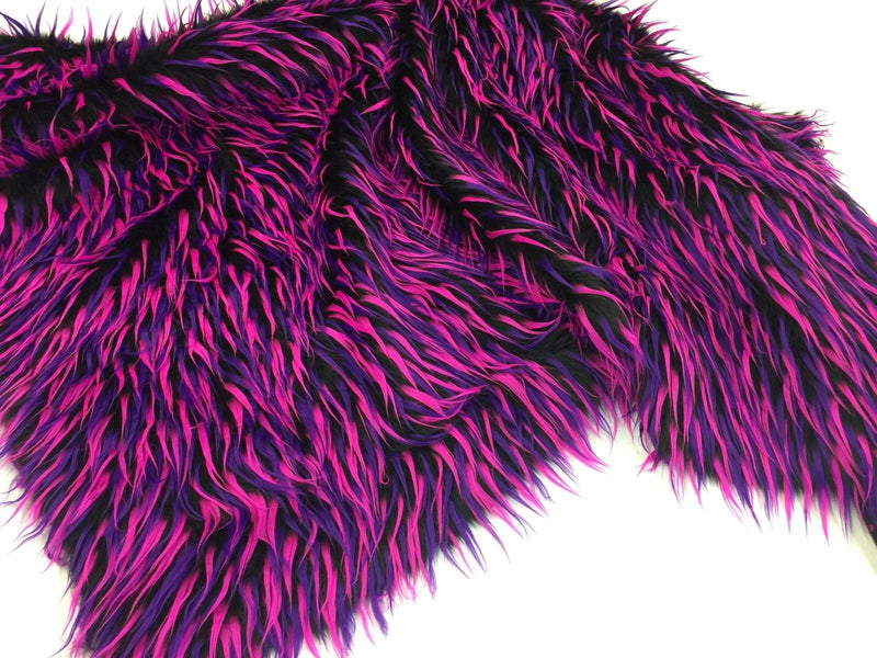 Faux Fur Fabric - Purple and Magenta Decoration Soft Furry Spikes Fabric 60" Wide By The Yard